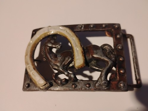 Vtg mustang belt buckle - mustang, art